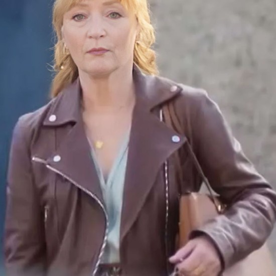 Moonflower Murders Lesley Manville (Susan Ryeland) Leather Jacket