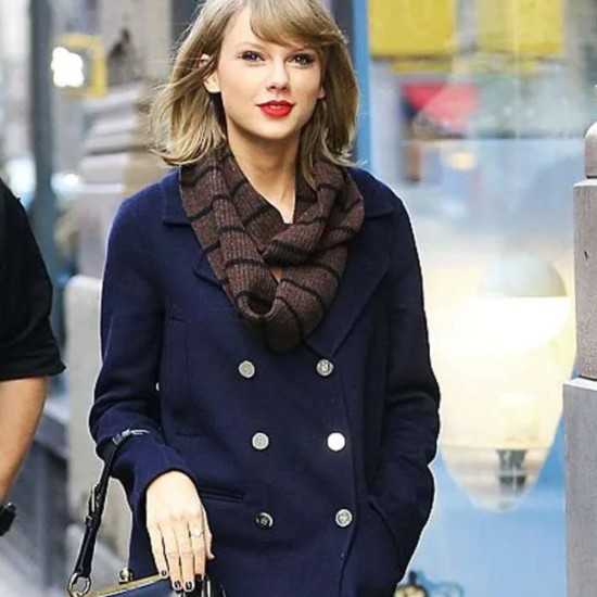 Taylor Swift Street Style Blue Wool Peacoat Taylor Swift Street Style Blue Wool Peacoat