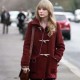 Taylor Swift Street Style Burgundy Wool Coat