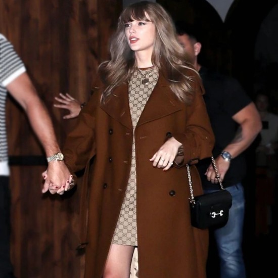 Taylor Swift Plaid Wool Trench Coat