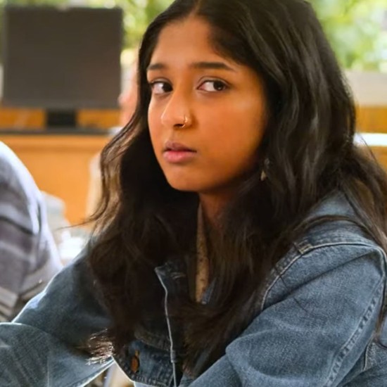 Never Have I Ever Maitreyi Ramakrishnan (Devi Vishwakumar) Blue Jacket Never Have I Ever Maitreyi Ramakrishnan (Devi Vishwakumar) Blue Jacket