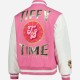 WWE Tiffany Stratton 2025 Tiffy Time Pink Varsity Jacket WWE Tiffany Stratton 2025 Tiffy Time Pink Varsity Jacket