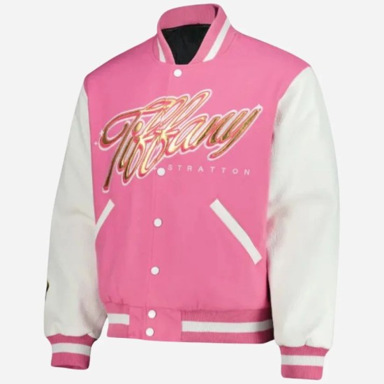 WWE Tiffany Stratton 2025 Tiffy Time Pink Varsity Jacket WWE Tiffany Stratton 2025 Tiffy Time Pink Varsity Jacket