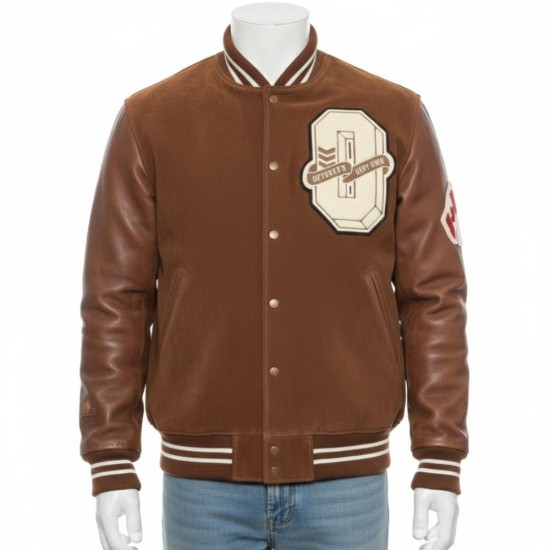 Drake Brown Varsity Style Bomber Jacket Drake Brown Varsity Style Bomber Jacket