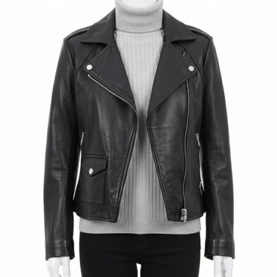 Emma Roberts Black Leather Jacket