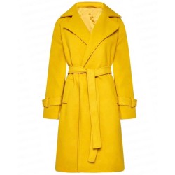 The Substance Demi Moore (Elisabeth Sparkle) Yellow Wool Coat