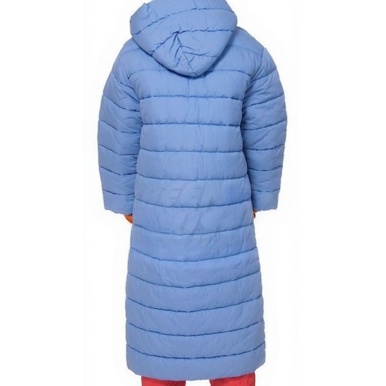 Adam Sandler Little Nicky Blue Padded Long Puffer Hooded Jacket