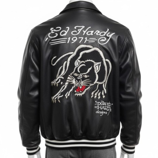 Ed Hardy Black Leather Jacket