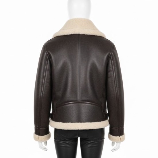 Kim Kardashian Street Style Shearling Black Leather Jacket