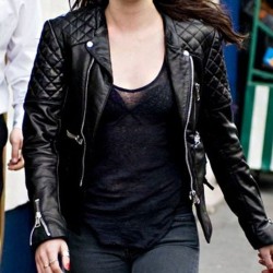 Kristen Stewart Black Biker Leather Jacket Kristen Stewart Black Biker Leather Jacket