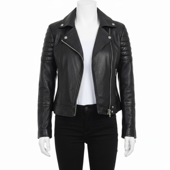 Michelle Keegan Manchester Street Style Black Leather Jacket