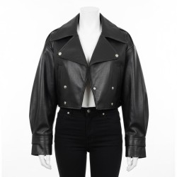 Molly-Mae Hague Black Cropped Biker Leather Jacket Molly-Mae Hague Black Cropped Biker Leather Jacket