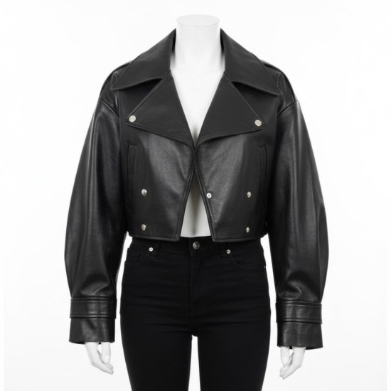 Molly-Mae Hague Black Cropped Biker Leather Jacket Molly-Mae Hague Black Cropped Biker Leather Jacket