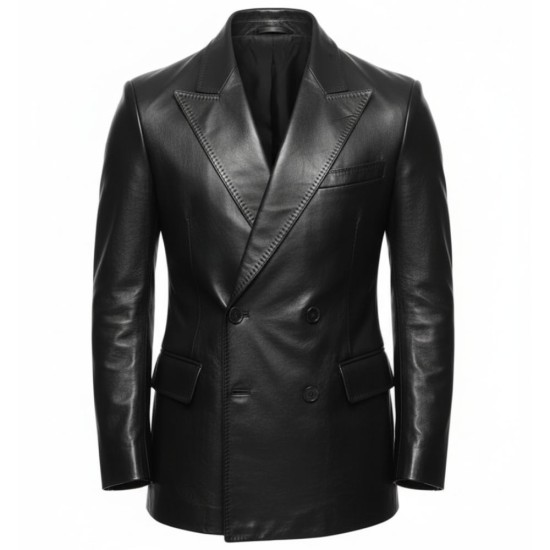 Met Gala Nick Jonas Black Leather Blazer Met Gala Nick Jonas Black Leather Blazer
