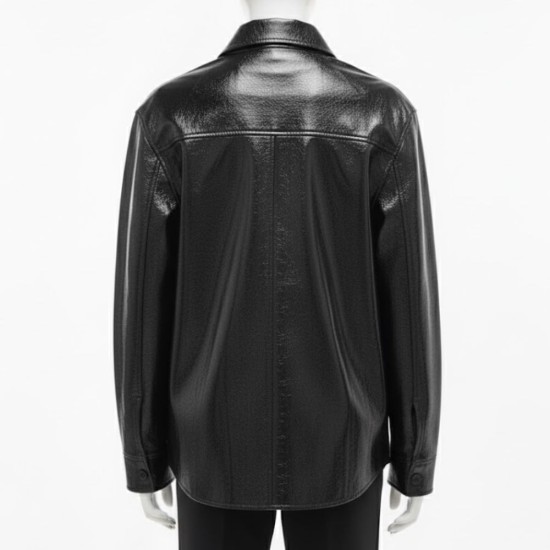 Selena Gomez Shiny Black Leather Jacket Selena Gomez Shiny Black Leather Jacket