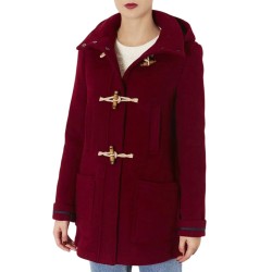 Taylor Swift Street Style Burgundy Wool Coat Taylor Swift Street Style Burgundy Wool Coat