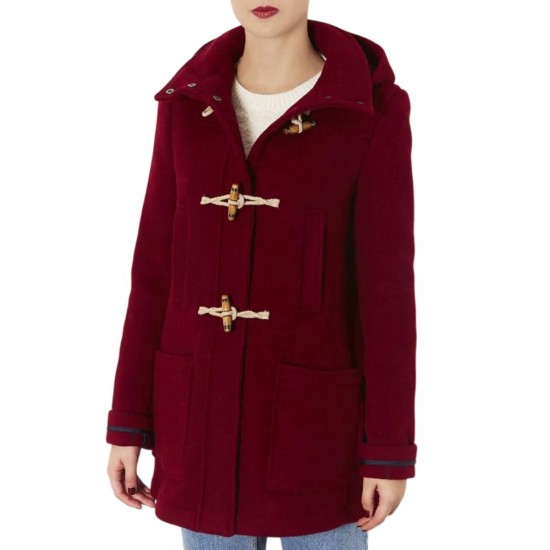 Taylor Swift Street Style Burgundy Wool Coat Taylor Swift Street Style Burgundy Wool Coat
