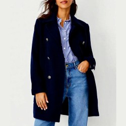 Taylor Swift Street Style Blue Wool Peacoat Taylor Swift Street Style Blue Wool Peacoat