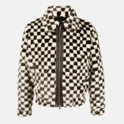 Travis Kelce Checkered Fur Jacket Travis Kelce Checkered Fur Jacket