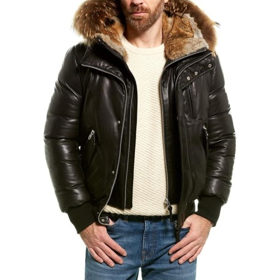The Bachelor Matt James Hooded Leather Jacket The Bachelor Matt James Hooded Leather Jacket