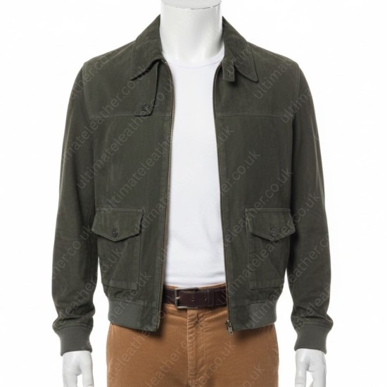 David Beckham Green Suede Leather Jacket David Beckham Green Suede Leather Jacket