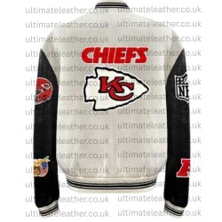 KC Chiefs Cream & Black Varsity Jacket
