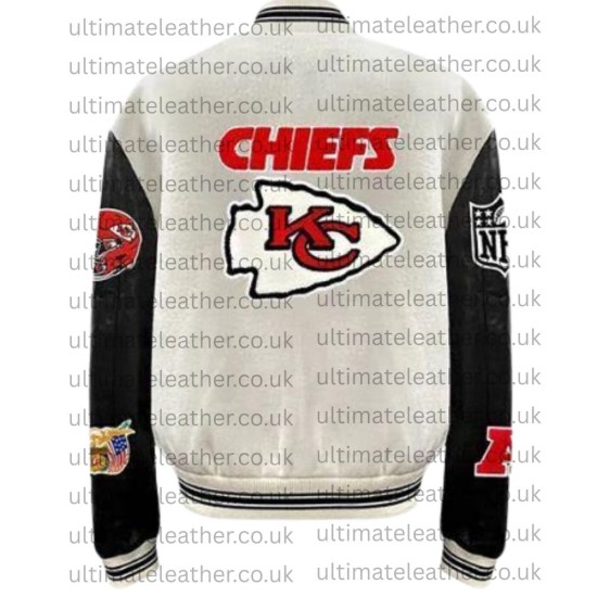 KC Chiefs Cream & Black Varsity Jacket KC Chiefs Cream & Black Varsity Jacket