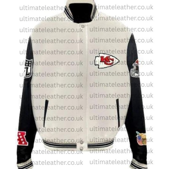 KC Chiefs Cream & Black Varsity Jacket KC Chiefs Cream & Black Varsity Jacket