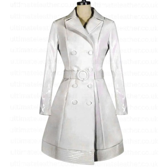 Sandy Last Night in Soho Anya Taylor-joy White Leather Coat Sandy Last Night in Soho Anya Taylor-joy White Leather Coat