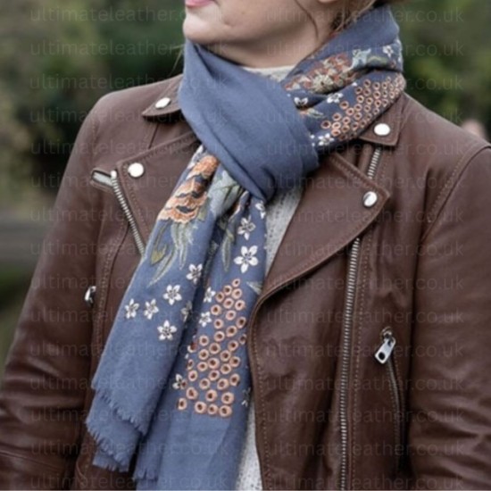 Moonflower Murders Lesley Manville (Susan Ryeland) Leather Jacket