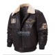 Men's Brown Bomber Leather Jacket with Removeable Collar