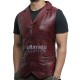 Men's 5 Button Maroon Biker Leather Vest