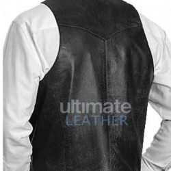 Men's Black Leather Waistcoat Vest