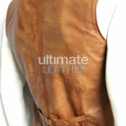 Men's 5 Button Brown Suede Leather Vest