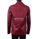 Men's Double Breasted Leather Blazer Peacoat