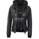 Bomber Black Zip Up Leather Jacket For Women