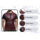 Men's 5 Button Maroon Biker Leather Vest