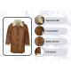 Men's Brown Shearling Leather Trench Coat