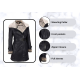 Women's Black Shearling Leather Trench Coat with Belt