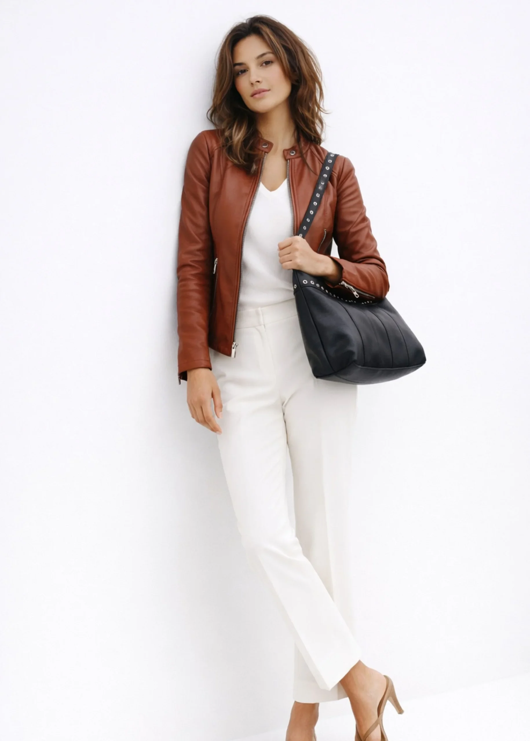 Women’s Brown Leather Biker Jacket