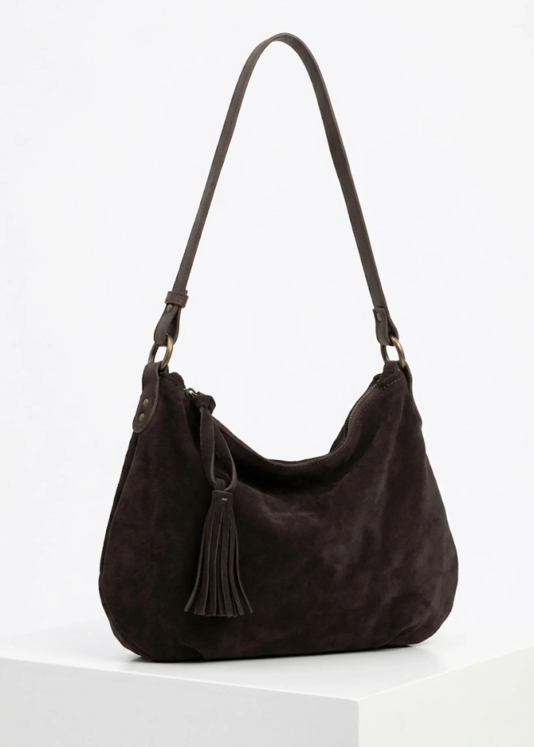 Women’s Brown Suede Hobo Tassel Bag - Image 3